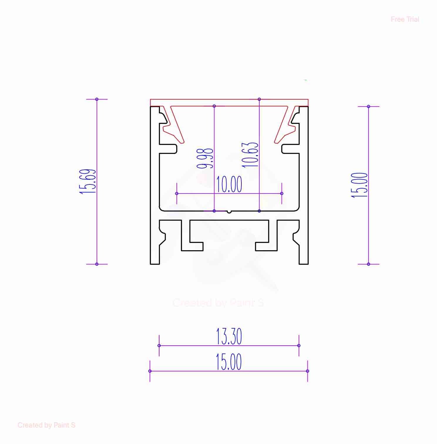 Opbouw LED profiel 15,69 x 15mm incl. afdekking - A2 - Alu