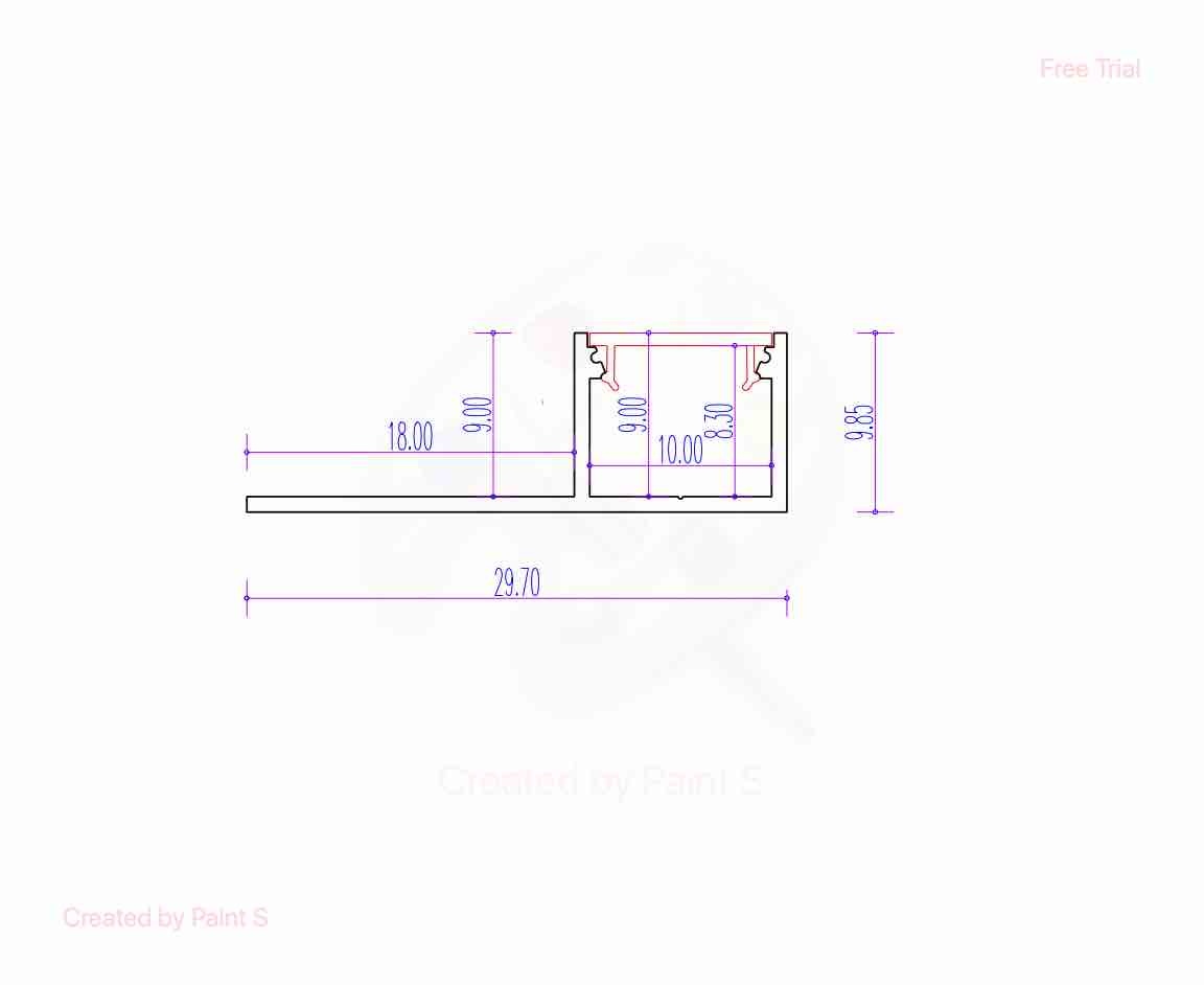 Tegel LED profiel 40,04 x 10,80 mm met afdekking - F1H