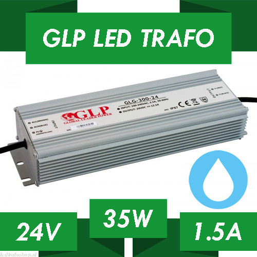 LED voeding 35 watt 24 volt 1,5 Ampère – IP67 waterdicht – GLP GPV-35-24