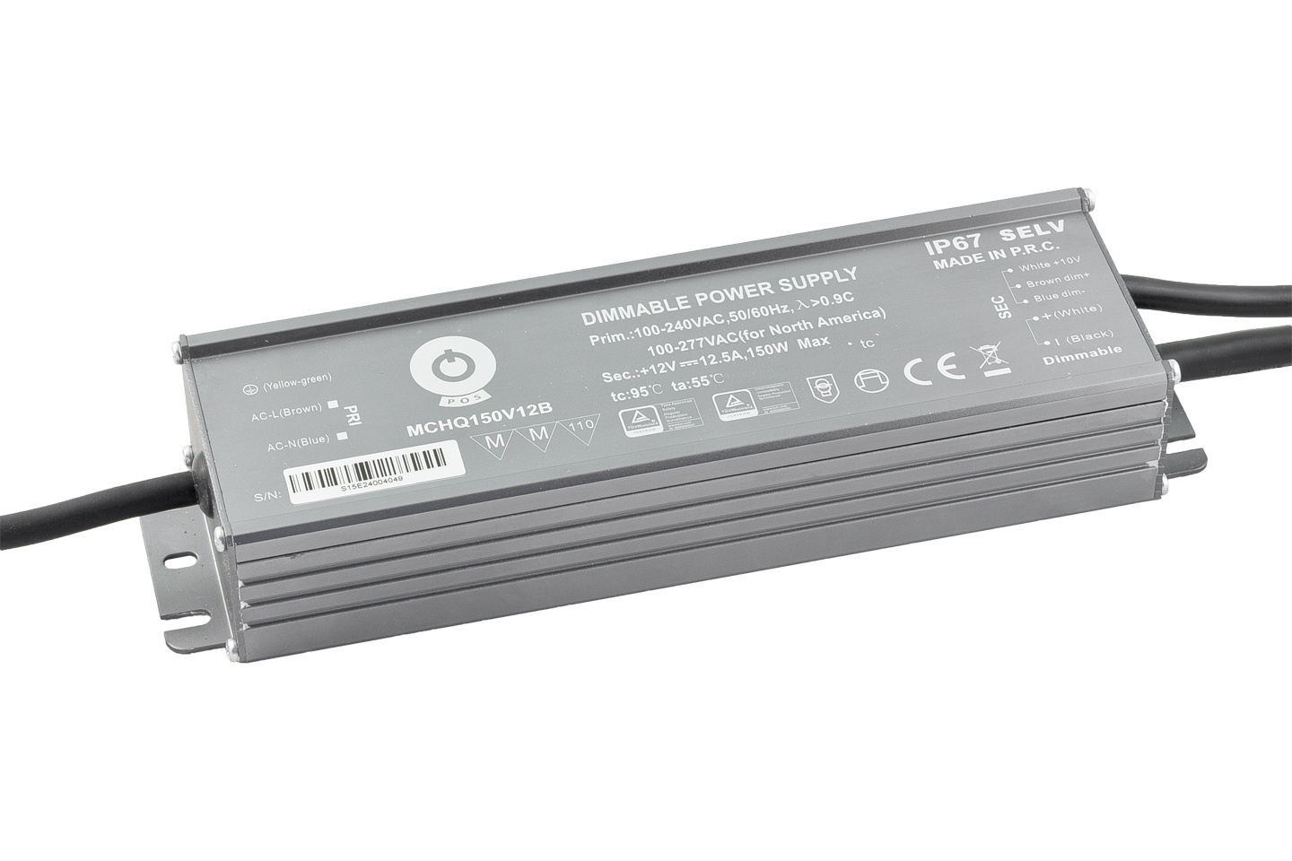 1-10V Dimbare LED voeding 150 watt 12 volt 12,5 ampere - IP67