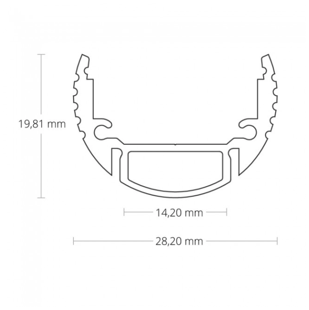 SURFACE14 EE7F/TY LED opbouwprofiel - Geanodiseerd aluminium - afdekking naar keuze