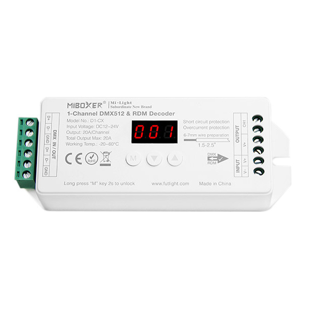 DMX Controller 512 1-Kanaal 12-24V MiBOXER D1-CX