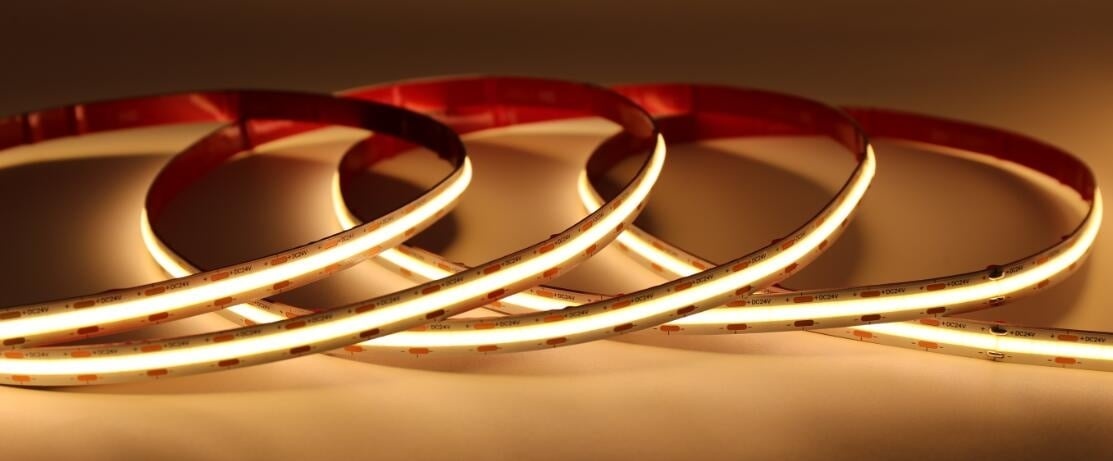 COB LED strip 24 volt amber warm wit 9W 1020LM 480LED p/m IP20 2200K - 10 meter