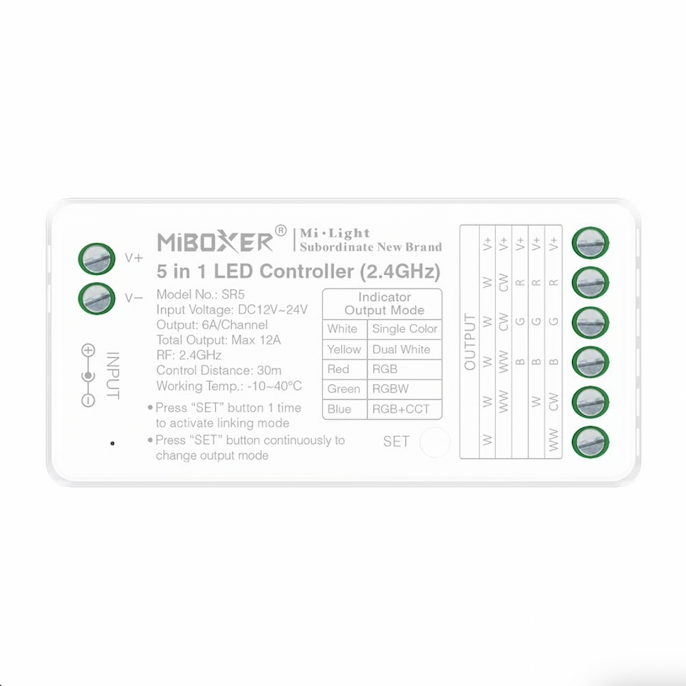 5 in 1 LED strip controller Single Color/Dual White/RGB/RGBW/RGBCCT ...