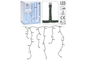 IJspegel kerstverlichting wit 180 LED 6 meter met 8 lichtstanden