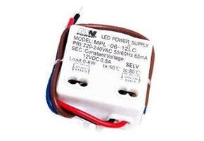 Mini LED driver 6 watt 12 volt 0,5 Ampère - IP20 - MPL-06-12