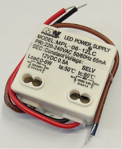 Wandcontactdoos Mini LED voeding 6 watt 24 volt 0,25 Ampère - IP20 - MPL-06-24