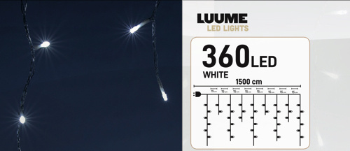 IJspegel kerstverlichting 12 meter 360 LED koud wit transparante kabel – waterdicht voor binnen & buiten