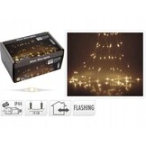 Lichtregen - Gordijnverlichting 10 x 300cm met flash functie - 300 LED lampjes - warm wit zilverdraad - ip44 voor binnen en buiten