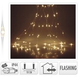 Lichtregen - Gordijnverlichting 10 x 300cm met flash functie - 300 LED lampjes - warm wit zilverdraad - ip44 voor binnen en buiten