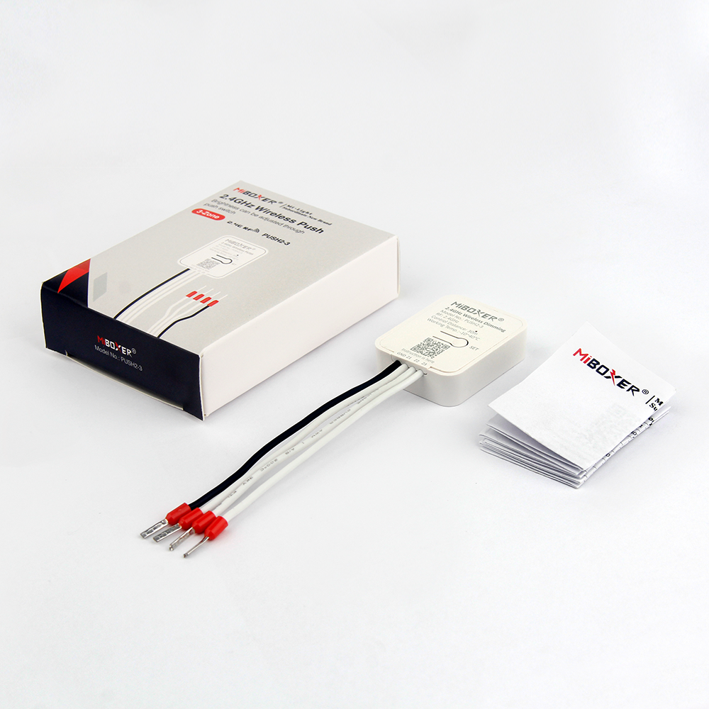 Draadloze 3 zone dimmer met Push Dimmer 2,4GHz  Single Color/Dual White/RGB/RGBW/RGBWW/RGBCCT - PUSH2-3ZONE