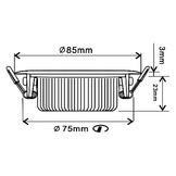 LED inbouwspot RVS - kantelbaar - 5W 4000k natuurlijk warm wit - Gatmaat 75mm - IP54