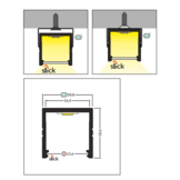 SMART16 BC3/U4 LED opbouwprofiel - Geanodiseerd aluminium - 18,8 mm x 18,6 mm - afdekking naar keuze