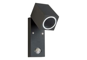 LED wandlamp voor buiten - kantelbaar met lichtsensor - zwart 160 x 93mm - GU10 - QUAZAR15 LX ZWART