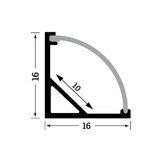 LED hoekprofiel met klikdekking 16 mm x 16 mm - C10ALU