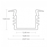 Wit LED inbouw profiel met cover 16,80 mm x 13,47 - 03WIT