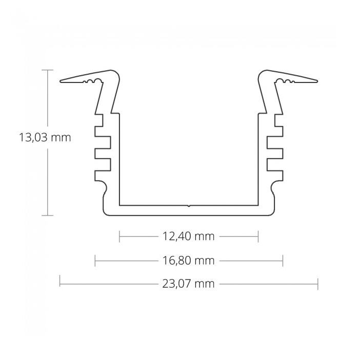 Wit LED inbouw profiel met cover 16,80 mm x 13,47 - 03WIT