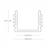 LED strip profiel met platte opaal cover 16,80mm x 12,41mm - 05.1Alu