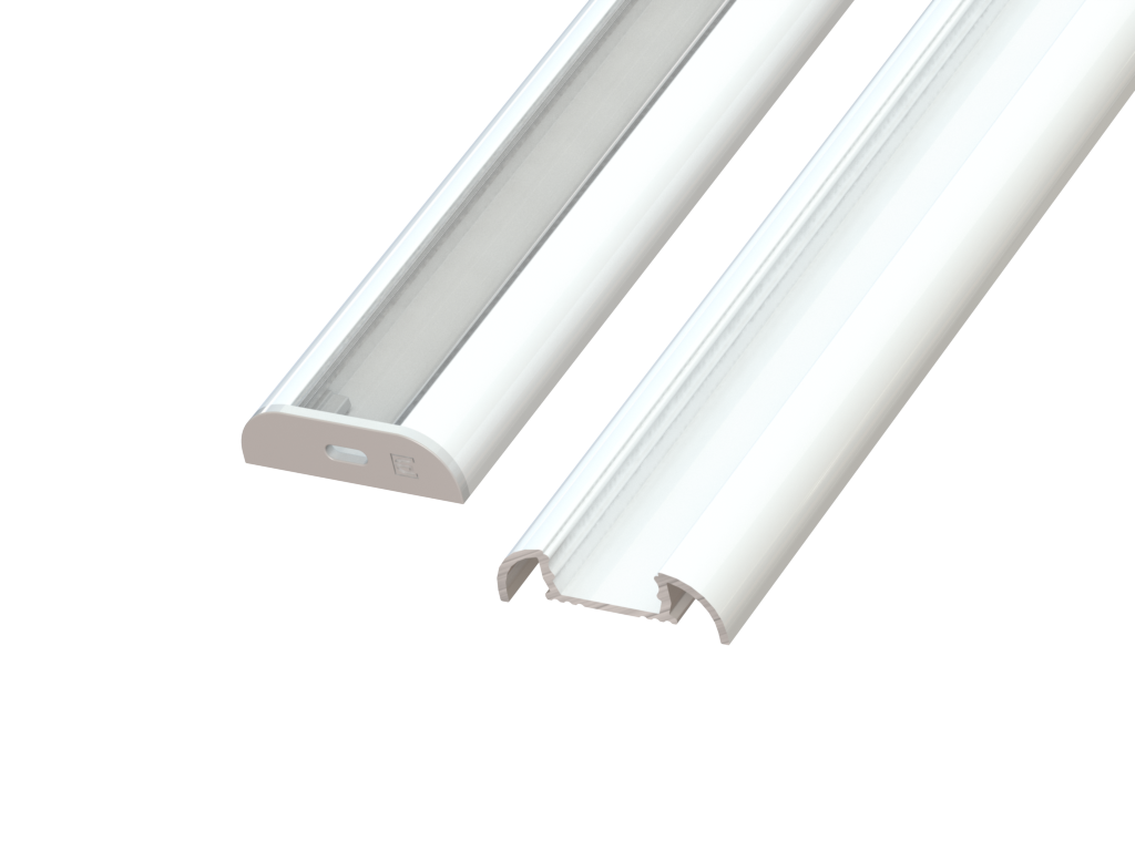 Wit LED opbouw profiel met afdekking 25,79 mm x 6,5 mm 17.1WIT
