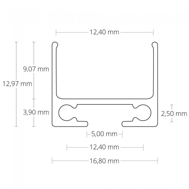 Kabelgoot / onderprofiel voor LED profielen PL10ALU - 2 meter - Montageprofiel