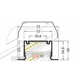 LED XXL inbouw profiel 2 meter met cover 77 mm x 36 mm - XL70WIT