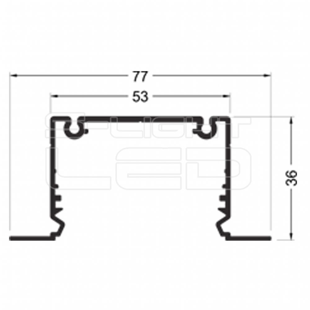 LED XXL inbouw profiel 2 meter met afdekking 77 mm x 36 mm - XL70WIT