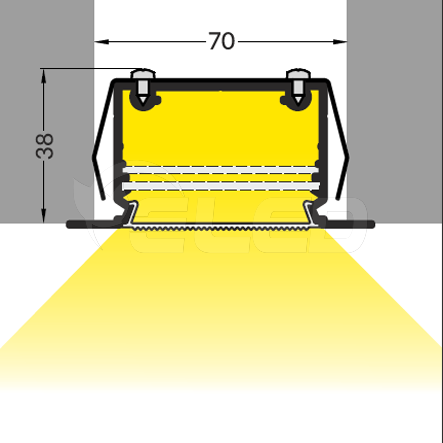 LED XXL inbouw profiel 2 meter met cover 77 mm x 36 mm - XL70WIT