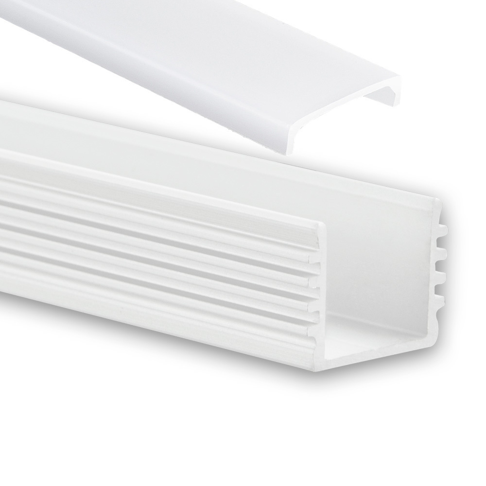Wit LED profiel met platte opaal afdekking 16,80mm x 12,4mm - 05.1WIT