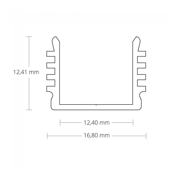 Wit LED profiel met platte opaal afdekking 16,80mm x 12,4mm - 05.1WIT