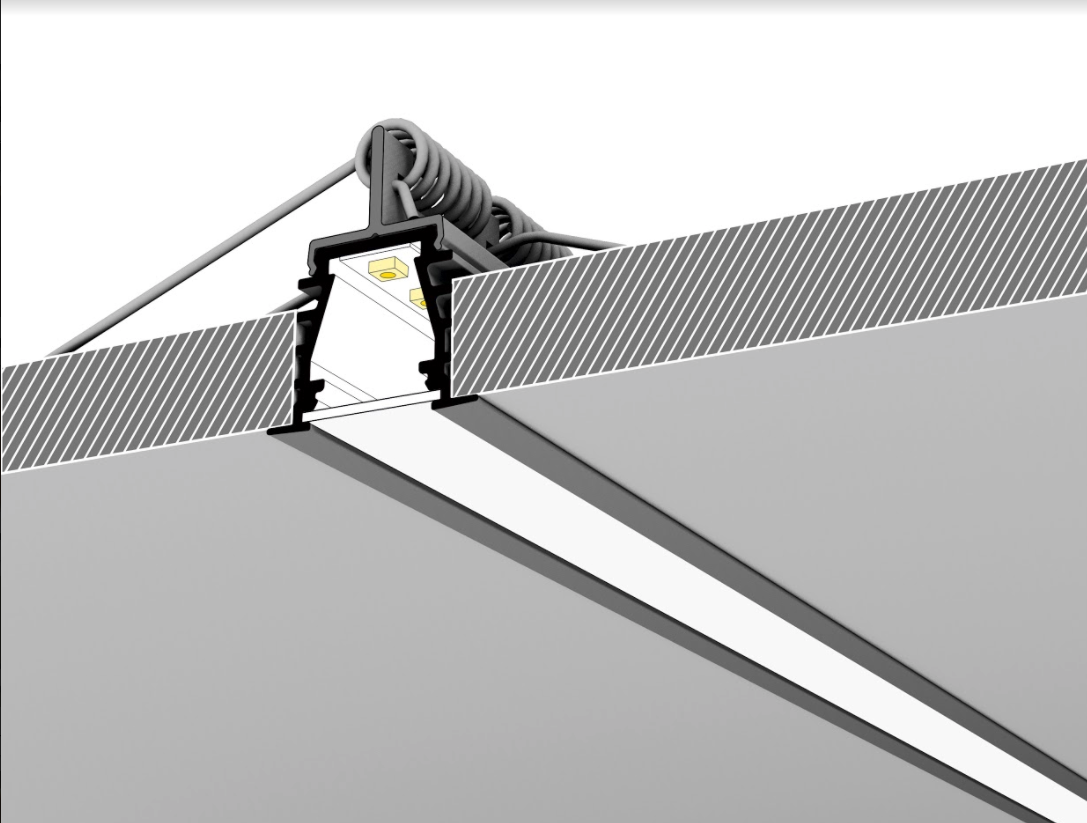 Zwart LED plafond profiel inclusief opaal afdekking 23.4 mm x 19 mm - GYPROC10ZWART
