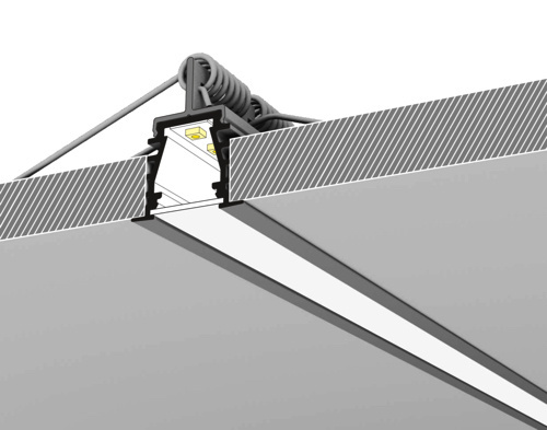 Zwart LED plafond profiel inclusief opaal afdekking 23.4 mm x 19 mm - GYPROC10ZWART