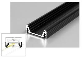 Zwart LED strip profiel met cover 28 mm x 9 mm - 09ZWART