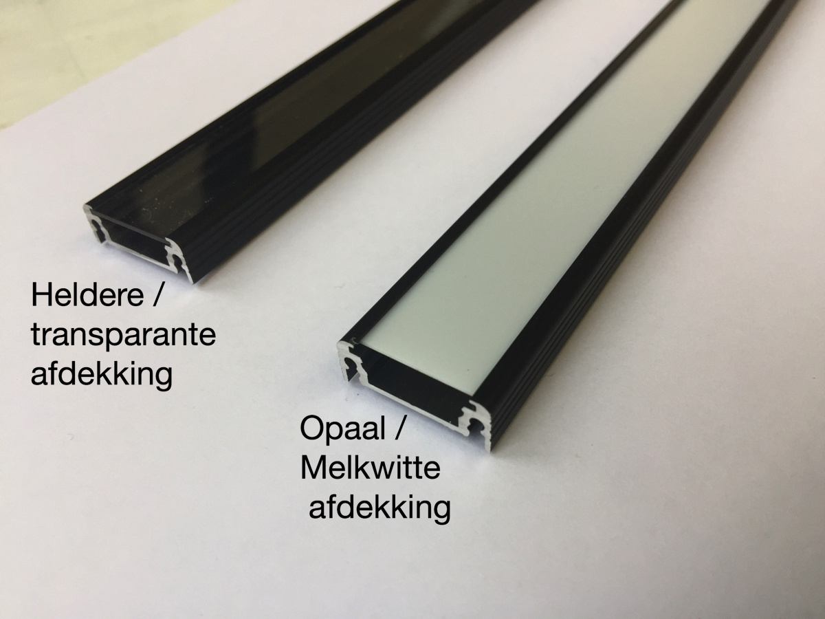 Zwart LED strip profiel met cover 28 mm x 9 mm - 09ZWART