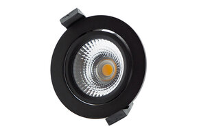 Ronde LED armatuur - Kantelbare LED spot behuizing - Mat Zwart LGZWARTBA-C