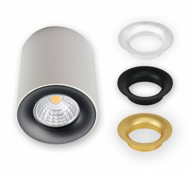 Opbouwspot wit Ø 80 / 100mm - GU10 - inclusief 3 kleuren binnenringen 1903WIT TRIO