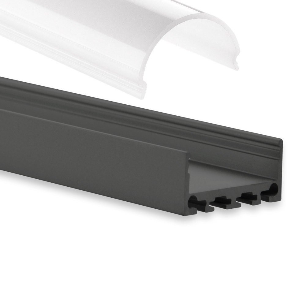 PN4 breed LED opbouwprofiel - Zwart - afdekking naar keuze