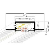 Trimless LED stucprofiel inclusief klikcover 33,4 mm x 15,9 mm - XL29TrimlessALU