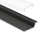 Zwart Verzonken LED strip profiel met cover 16,80 mm x 5,91mm - 08ZWART