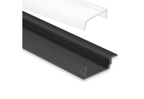 Zwart Verzonken LED strip profiel met cover 16,80 mm x 5,91mm - 08ZWART