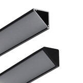 Zwart LED hoekprofiel 2 meter met opaal cover 16,5 mm x 16,5 mm - C12ZWART DUO