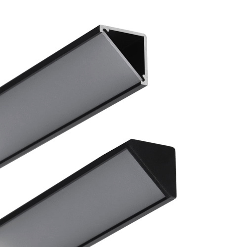 Zwart LED hoekprofiel 2 meter met opaal afdekking 16,5 mm x 16,5 mm - C12ZWART DUO