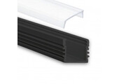 Zwart LED strip profiel met cover - 16,8mm x 13,01mm - 02ZWART