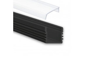 Zwart LED strip profiel met cover - 16,8mm x 13,01mm - 02ZWART