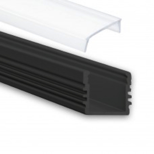Zwart LED profiel met afdekking - 16,8mm x 13,01mm - 02ZWART