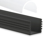Zwart LED strip profiel 2 meter met opaal cover 16,80 mm x 16,80 mm - 05.2ZWART