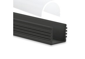 Zwart LED strip profiel 2 meter met opaal cover 16,80 mm x 16,80 mm - 05.2ZWART