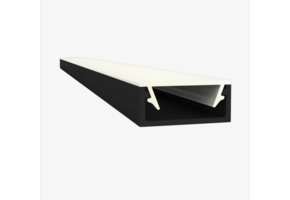 Zwart LED strip profiel met klikcover 15mm x 6mm - 301ZWART