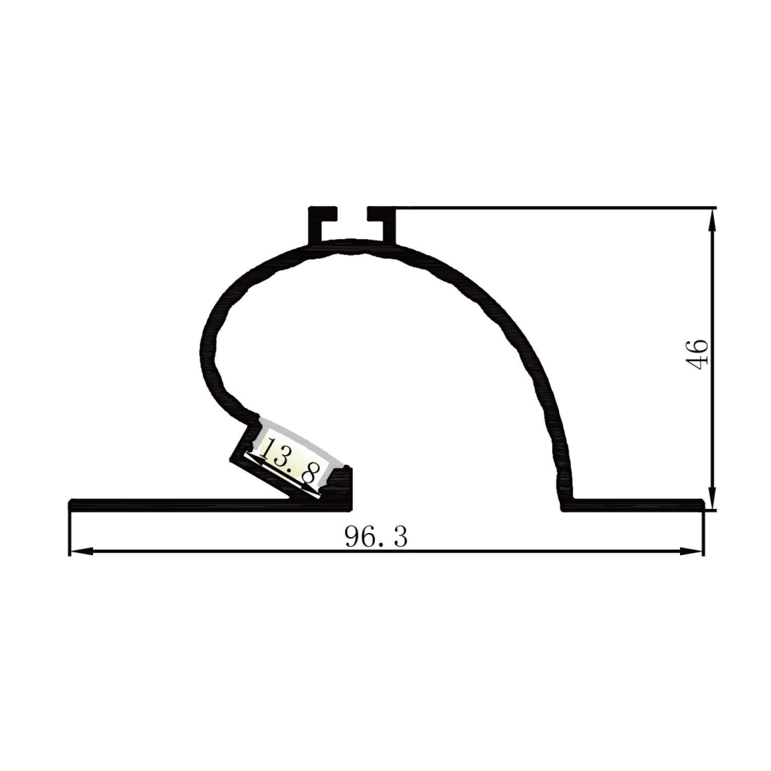 LED strip inbouw wandprofiel 2 meter 96,30 mm x 46 mm - IB5