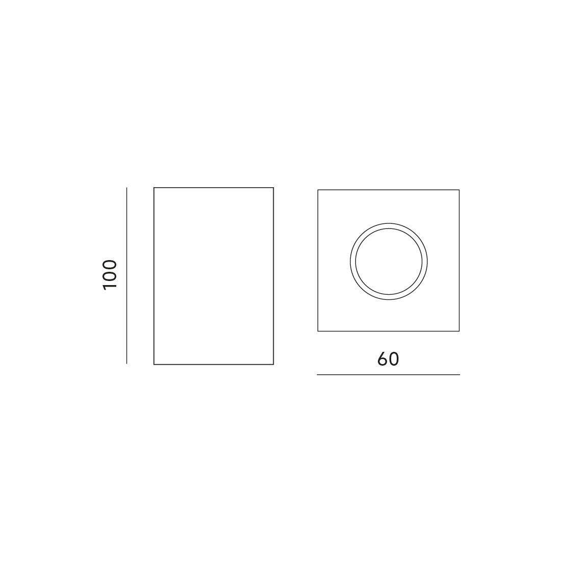 Opbouw spot vierkant zwart Ø 60 x 100mm - GU10 - 1812ZWART - MANGOSQUARE