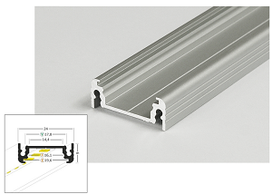 SURFACE14 EE7F/TY LED opbouwprofiel - Geanodiseerd aluminium - afdekking naar keuze